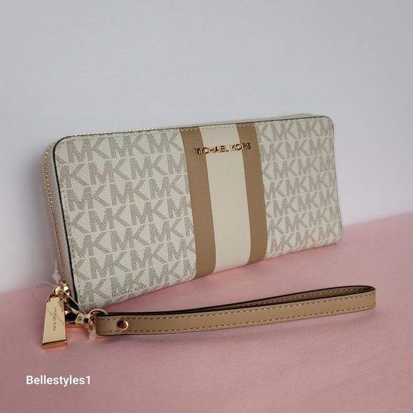 MICHAEL KORS Jet Set Travel Continental Signature Logo Colorblock Stripe Wallet - Picture 3 of 16